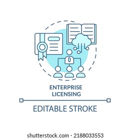 Enterprise licensing turquoise concept icon. Enhancing learning experience abstract idea thin line illustration. Isolated outline drawing. Editable stroke. Arial, Myriad Pro-Bold fonts used