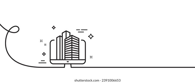 Enterprise line icon. Continuous one line with curl. Real estate sign. Skyscraper broker symbol. Enterprise single outline ribbon. Loop curve pattern. Vector