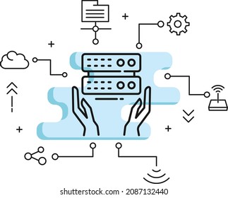 Enterprise Machine Services stock illustration, Managed service provider Concept, Server Technical support Vector Icon Design, Cloud computing and Web hosting services Symbol,  