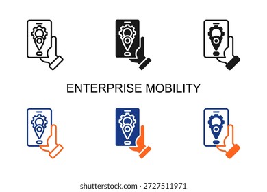 Ilustração do vetor de vários estilos do ícone de mobilidade empresarial