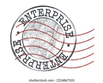 Enterprise, NV, USA Stamp Map Postal. Silhouette Seal Roads und Straßen. Passport Round Design. Vektorsymbol. Design Retro Travel National Symbol.