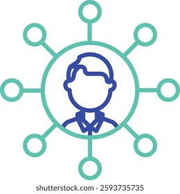 Enterprise outline dual color vector illustration icon design