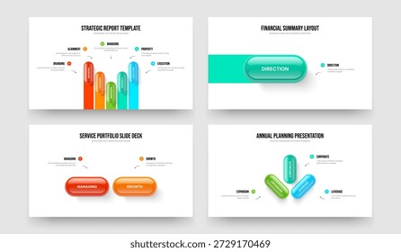 Enterprise Overview 5 1 2 3 Step Infographic Presentation Template Collection. Advertising Forecast Five One Two Three Option Diagram Slide Design Vector Illustration Set.