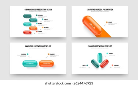 Enterprise Overview Five One Two Three Element Infographic Frame Layout Vetor Illustration Collection. Financial Strategy 5 1 2 3 Step Diagram Slide Design Bundle (Pacote de design de slides do diagrama de etapas).