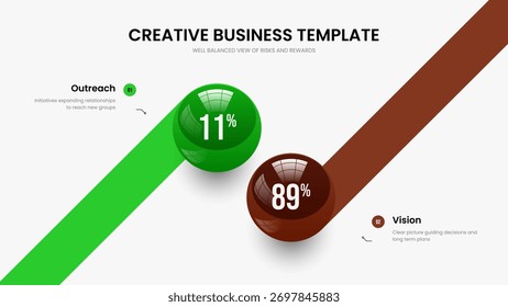 Visão geral da empresa Projeto de apresentação de slides em dois gráficos de opções. Modelo de Apresentação de Gráfico de Elemento da Análise Corporativa 2. Ilustração de vetor de layout de quadro de perfil comercial.
