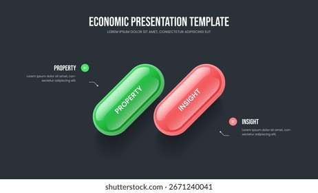 Design da Apresentação do Diagrama de Elementos do Enterprise Performance 2. Ilustração do vetor do modelo de slide do Investor Planning. Moderno Perfil Duas Etapas Infográfico Quadro Layout.