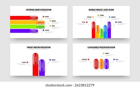 Enterprise Performance 4 5 2 3 Option Infographic Presentation Template Set. Service Proposal Four Five Two Three Step Diagram Slideshow Layout Vector Illustration Bundle.