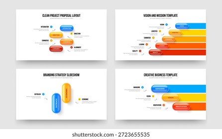 Plano Empresarial 4 5 2 3 Elemento Apresentação Infográfico Coleção de Design. Desempenho De Publicidade Quatro Cinco Dois Três Etapas Conjunto De Ilustração De Modelo De Quadro De Diagrama.