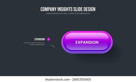 Enterprise Profile Frame Design-Vektorgrafik. Diaschau-Vorlage für Investorenbericht in einem Schritt. Corporate Innovation 1 Option Infografik Folienlayout.