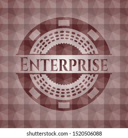 Enterprise red geometric pattern emblem. Seamless.
