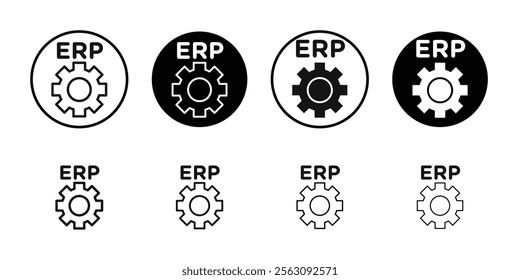 enterprise resource planing or erp icon Flat outline fill set collection