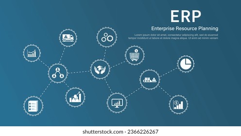 Enterprise resource planning Company ERP Business management Internet Technology Illustrations and icons