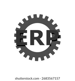 Ícone ERP do conceito de planejamento de recursos empresariais isolado no plano de fundo branco