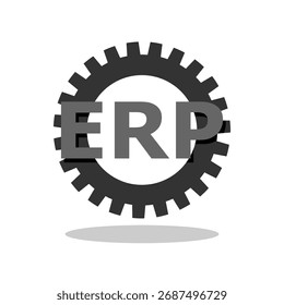 Ícone ERP do conceito de planejamento de recursos da empresa com sombra