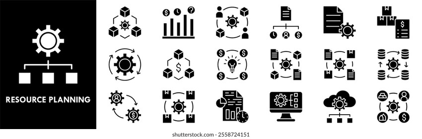 Enterprise Resource Planning icon collection set. Containing design enterprise, crm, management, software, system