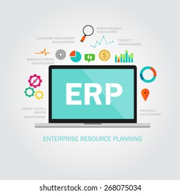 Enterprise Resource Planning Illustration Vector Flat