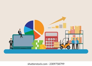 Enterprise Resource Planning, Inventory Management and Supply Chain 2d vector illustration concept for banner, website, illustration, landing page, flyer, etc.