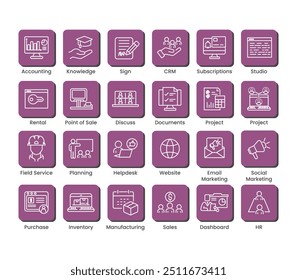 enterprise resource planning, isolated vector, black linear illustration.