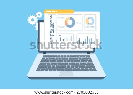 Enterprise resource planning software on a laptop helps teams coordinate tasks, manage resources, and monitor performance to increase business productivity and efficiency.