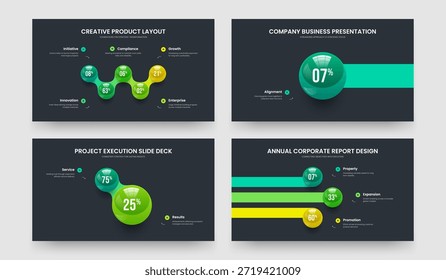 Empresa Revisión Cinco Uno Dos Tres Opciones Infografía Presentación de diapositivas Plantilla Ilustración vectorial Colección. Minimal Campaign 5 1 2 3 Element Graph Frame Layout Set.