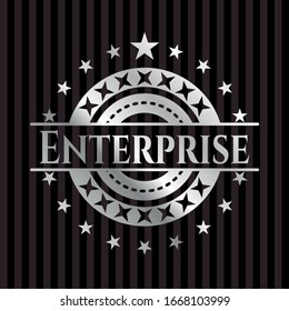 Enterprise silver shiny badge. Vector Illustration. Mosaic.