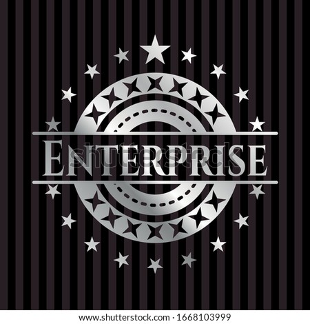 Enterprise silver shiny badge. Vector Illustration. Mosaic.