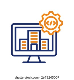 Ilustração do vetor da linha de cor do ícone do software empresarial