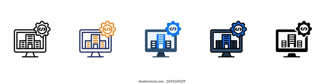 Ilustração de vetor de vários estilos de ícone de software empresarial
