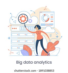 Enterprise strategy development concept. Big data analytics. Business Intelligence. Business rule. Data management abstract metaphor. Vector illustration set. Application software. 