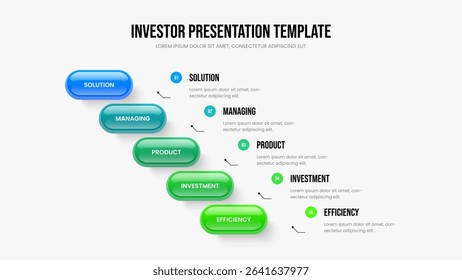 Enterprise Strategy Five Option Infographic Slide Design. Financial Profile Frame Template Vector Illustration. Corporate Forecast 5 Step Diagram Presentation Layout.