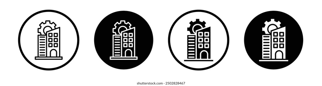 Enterprise vector icon set black filled and outlined style.