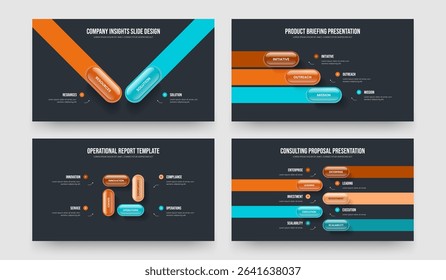 Enterprise Visualization 2 3 4 5 Element Infographic Presentation Design Set. Corporate Innovation Two Three Four Five Option Diagram Frame Layout Vector Illustration Bundle.