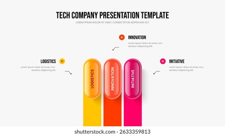 Enterprise Visualization Three Element Diagram Presentation Design. Digital Launch 3 Option Infographic Slide Template. Creative Plan Frame Layout Vector Illustration.