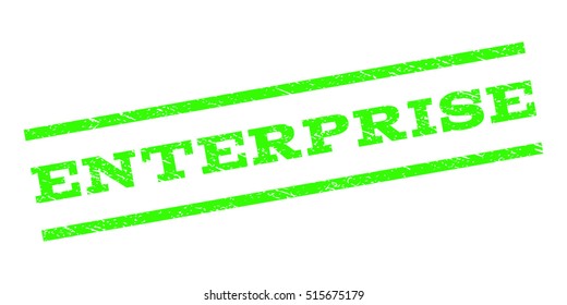 Enterprise watermark stamp. Text caption between parallel lines with grunge design style. Rubber seal stamp with scratched texture. Vector light green color ink imprint on a white background.