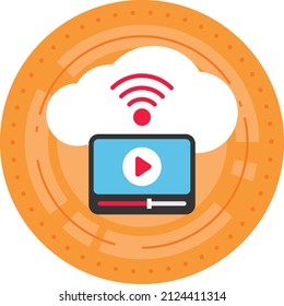 Enterprise-Grade Lightning-Fast Live Streaming Concept, cloud-based on-demand video Vector Icon Design, Cloud Processing Symbol, Computing Services Sign, Web Servics and Data Center stock illustration