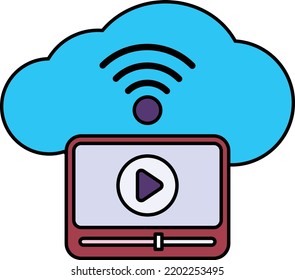 Enterprise-Grade Lightning-Fast Live Streaming Concept, cloud-based on-demand video Vector Icon Design, Cloud Processing Symbol, Computing Services Sign, Web Servics and Data Center stock illustration