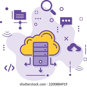 Enterprises Remote Storage Vector Icon Design, Cloud computing and Internet hosting services Symbol,  Web Services stock illustration, Cloud VPS Dedicated Server Concept, 