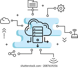 Enterprises Storage Vector Icon Design, Cloud computing and Internet hosting services Symbol,  Web Services stock illustration, Cloud VPS Dedicated Server Concept, 