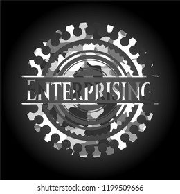 Enterprising grey camouflaged emblem