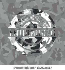Enterprising on grey camo texture