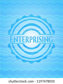 Enterprising water wave representation style emblem.