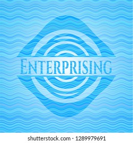 Enterprising water wave representation style emblem.