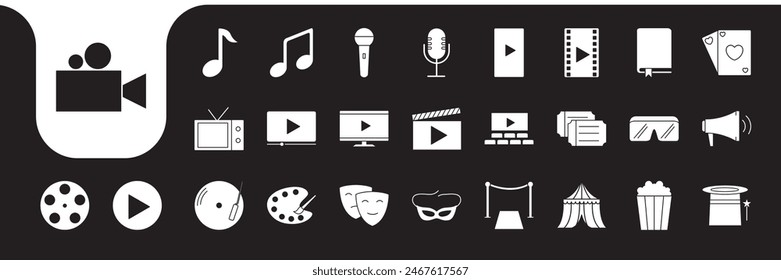 Entertainment Flat Icon Set Kollektion Vektorgrafik Design