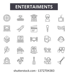 Entertaiments line icons, signs, vector set, outline illustration concept  - Shutterstock ID 1372704383