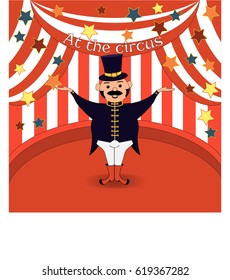 Entertainer at the circus. Vector illustration.