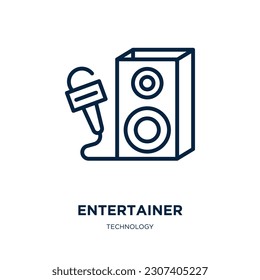 icono de artista de la colección de tecnología. Artista lineal delgado, entretenimiento, icono de contorno de medios aislado en fondo blanco. Signo de artista de vector de línea, símbolo para web y móvil