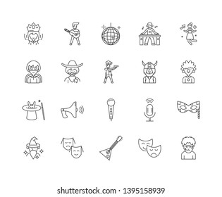 Entertainer line icons, signs, vector set, outline illustration concept 