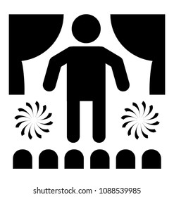 
An entertainer staged in front of audience with beaming dancing lights, concept for entertainer glyph 
