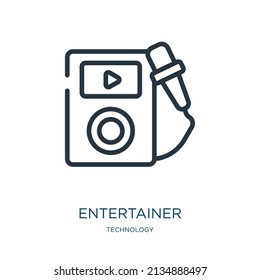 entertainer thin line icon. entertainment, media linear icons from technology concept isolated outline sign. Vector illustration symbol element for web design and apps.