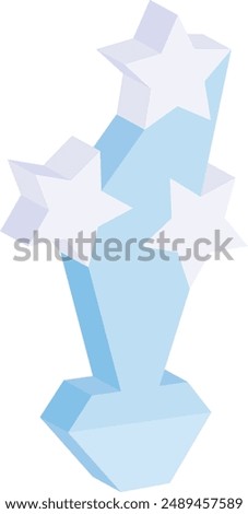 entertainers star awards isometric concept, crystalline shape title of honor vector icon design, token of recognition symbol, Expression of gratitude sign, distinctive insignia stock illustration